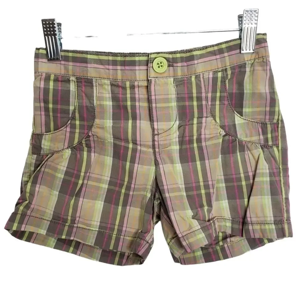 Carter's Pocketed Green and Pink Plaid Shorts 6X